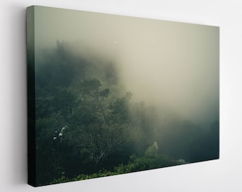 Fog in Forest Canvas Print, Forest Wall Art, Nature Landscape Canvas Art