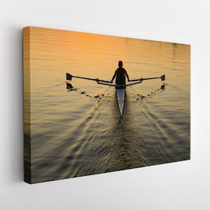 Rowing Wall Art, Rowing Canvas Print, Water Sports Wall Decor, Rower Gift, Solo Rowing Canvas Art