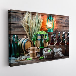 Beer Wall Art, Beer Canvas Print, Kitchen Wall Art, Beer Making Wall Art