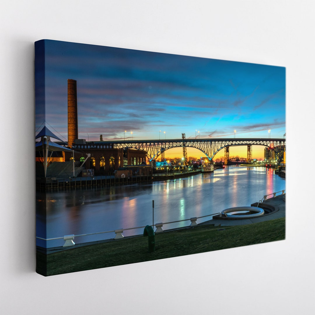 Cleveland Canvas Print Cleveland Wall Art Cleveland Bridge Etsy