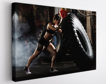 Fitness Canvas Art, Gym Room Decor, Fitness Girl Canvas, Workout Print
