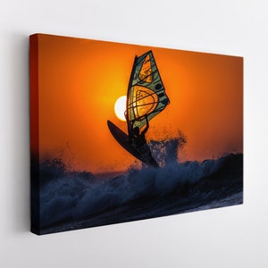 Windsurfing Canvas Art, Windsurfing Wall Art, Water Sports Wall Decor, Windsurfer Gift, Windsurfing Canvas Print