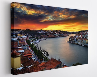 Porto Leinwanddruck, Portugal Wandkunst, Porto Sunset Canvas Art