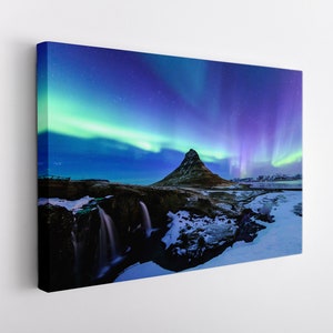 Aurora Borealis Canvas Print, Northern Lights Wall Art, Nature Landscape Canvas Art
