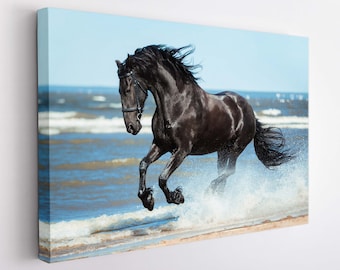 Horse Canvas Print, Horse Wall Art, Large Black Horse Print