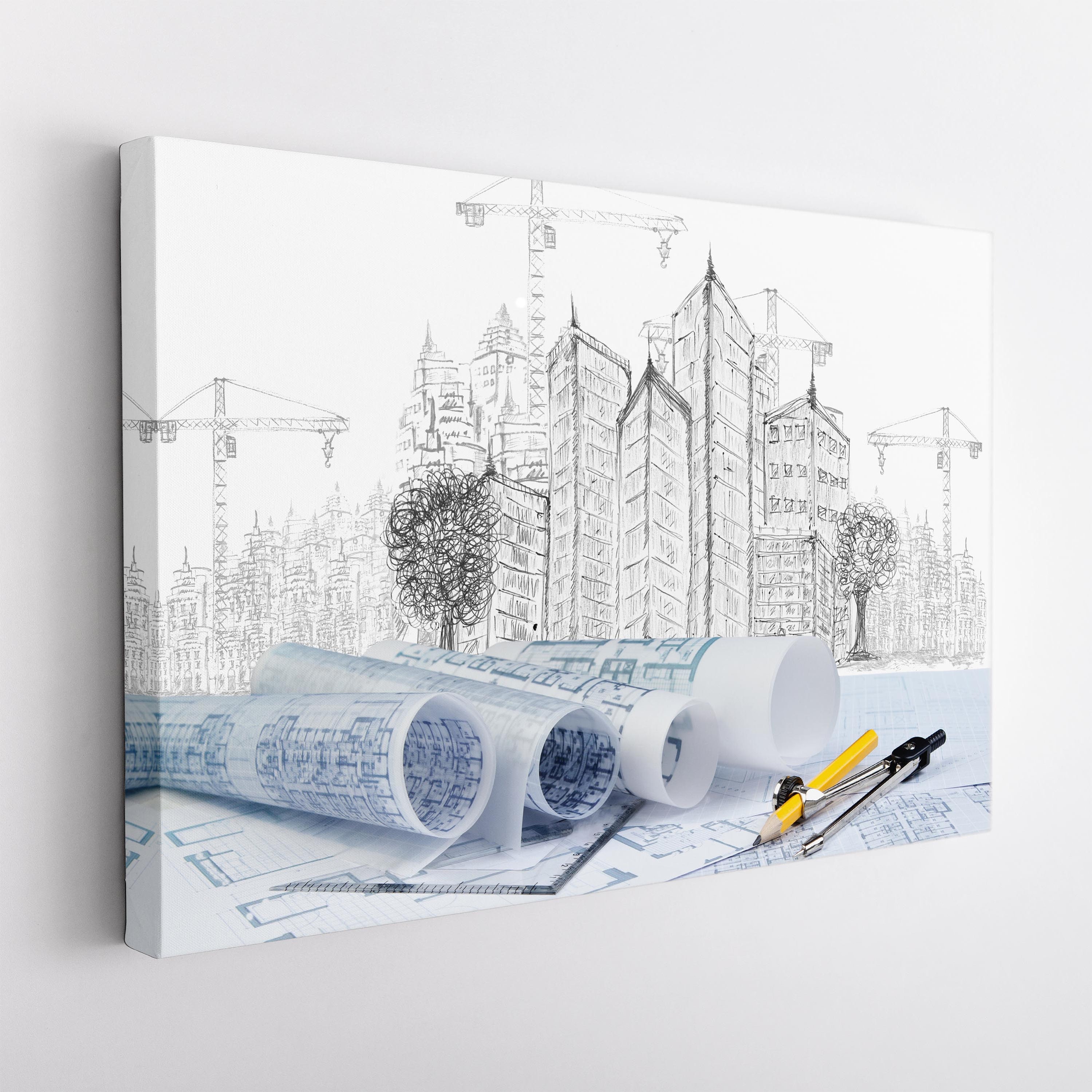 Architecture Pencil Sketch Design Wall Art Prints Set - Ideal Gift