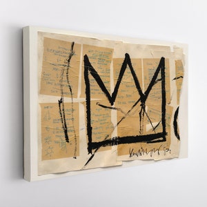 Basquiat Crown Canvas Print, Urban Street Art Print, Basquiat Wall Art, Graffiti Canvas Print, The Crown Abstract Canvas Art