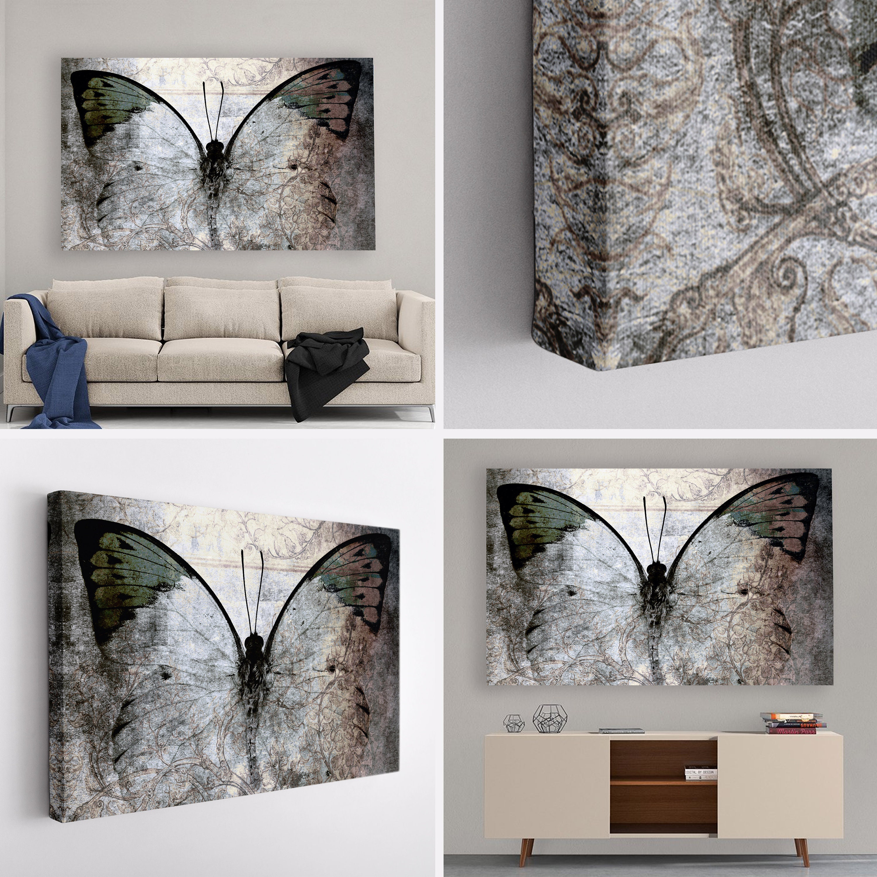Abstract Butterfly Canvas Print, Butterflies Wall Art - Etsy