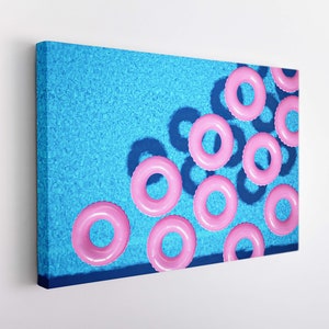 Swim Rings In Swimming Pool Canvas Print, Abstract Swimming Pool Print