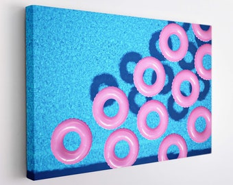 Swim Rings In Swimming Pool Canvas Print, Abstract Swimming Pool Print