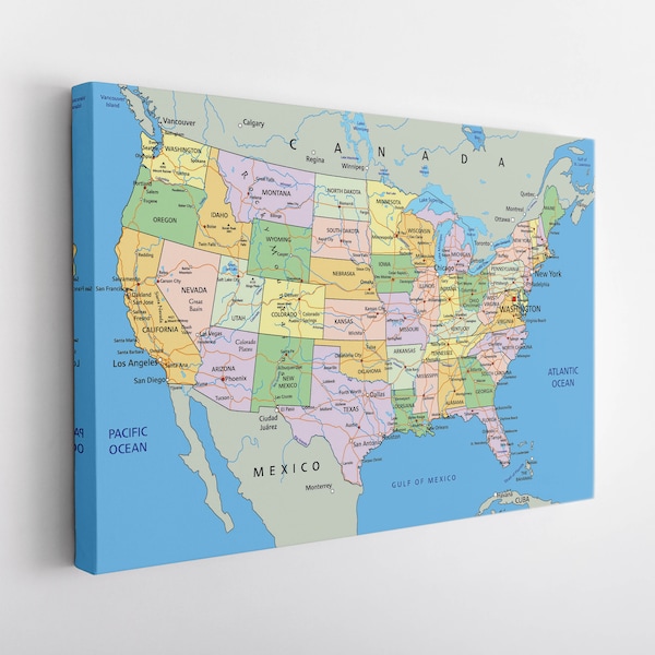 Canvas Map of Usa Canvas Etsy