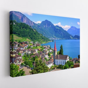 Switzerland Canvas Print, Lucerne, Switzerland Castle Print