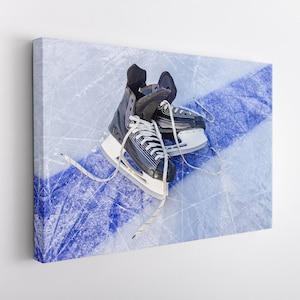 Ice Skates Canvas Print, Ice Skates Wall Art, Hockey Fan Gift, Ice Hockey Canvas Art