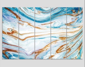 Abstract Blue Marble Canvas Print, Marble Canvas Art, Blue Acrylic Painting Wall Art, Abstract Wall Art