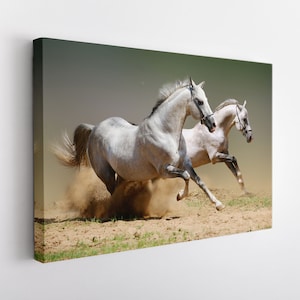 Horses Canvas Print, Horse Wall Art, Horse Print, White Horses Canvas Art
