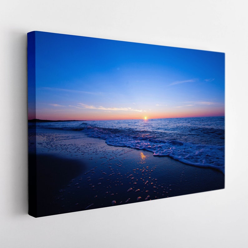Beach Sunset Canvas Print, Ocean Wall Art, Beach Print, Nature ...
