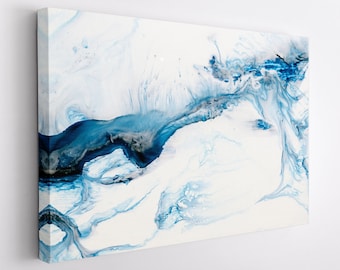 Abstract Canvas Print, Marble Canvas Art, Acrylic Painting Wall Art, Blue Marble Print, Abstract Wall Art