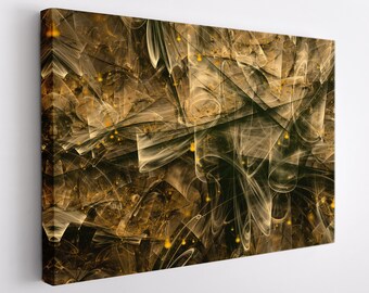 May include: Abstract art print with swirling lines and shapes in shades of brown and gold with a subtle sparkle effect.