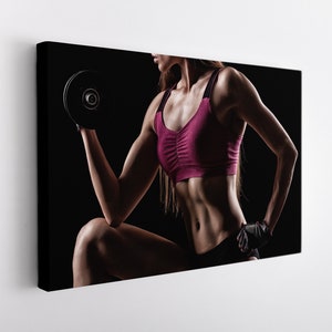 Gym Wall Decor, Fitness Girl Canvas Print, Fitness Girl Print, Workout Print, Fitness Motivation