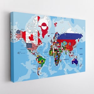 Une carte du monde avec tous les drapeaux Aluminium 90x60 cm