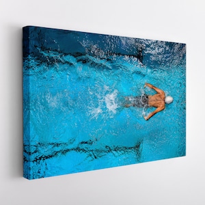 Swimming Wall Art, Swimming Pool Canvas Print, Swimmer Gift, Swimming Canvas Art
