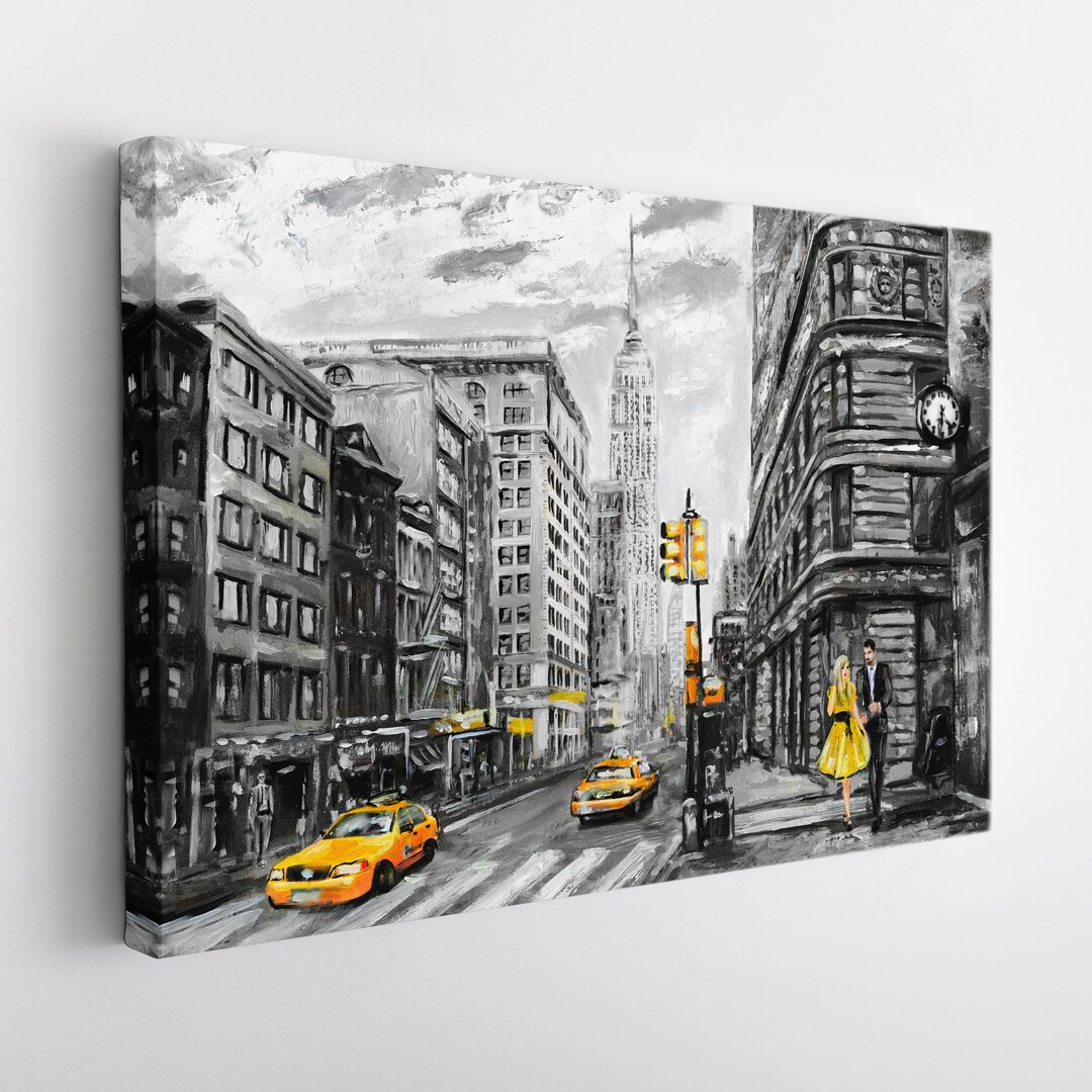 New York Yellow Cab Canvas Print, New York Painting, New York Wall Art ...