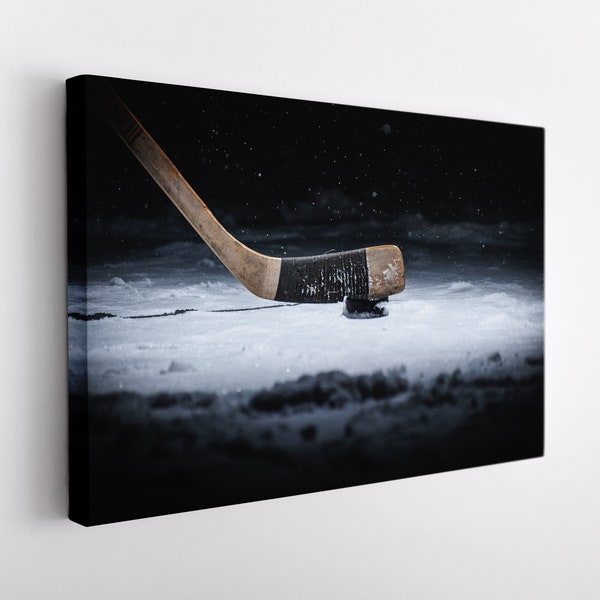 Ice Hockey Wall Art, Ice Hockey Canvas Print, Hockey Fan Gift, Hockey Stick Canvas Art