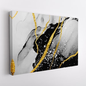 Contemporary Canvas Art, Abstract Black Marble Canvas Print, Marble Wall Art, Black Marble Print, Abstract Wall Art