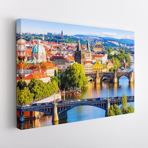 Prague Canvas Print, Prague Wall Art, Large Prague Skyline, Czech Republic