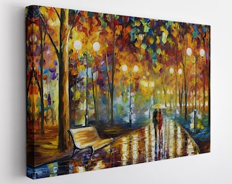 Romantic Couple In Park Oil Painting Canvas Print, Romantic Wall Art