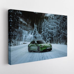 Porsche Taycan Turbo S Canvas Print, Porsche Wall Art, Sport Car Print, Porsche Canvas Art