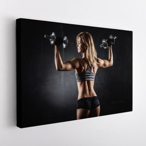 Fitness Girl Canvas Print, Gym Wall Decor, Fitness Girl Print, Workout Print, Fitness Motivation