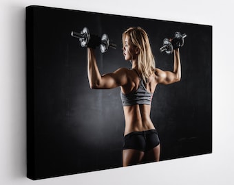 Fitness Girl Canvas Print, Gym Wall Decor, Fitness Girl Print, Workout Print, Fitness Motivation