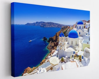 Santorini Canvas Print, Santorini Wall Art, Oia Village Canvas Art, Greece Wall Art