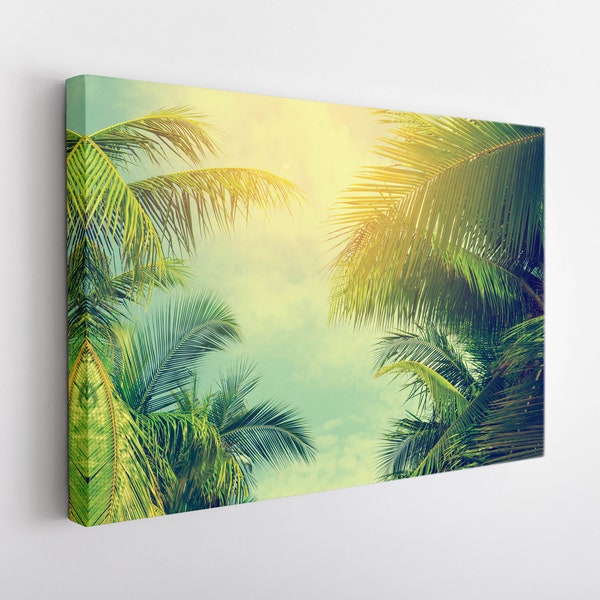 Tropische bomen Canvas Print, Tropische Kunst aan de Muur, Natuur Landschap Canvas Art