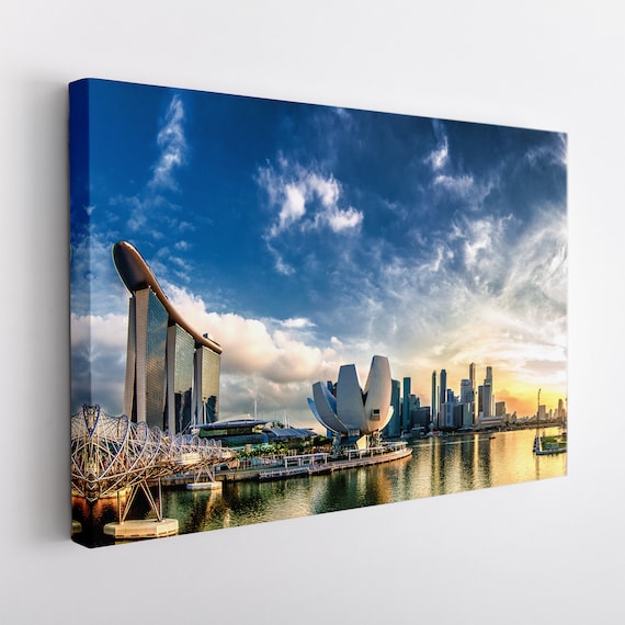Singapore Wall Art Singapore Canvas Print Singapore Skyline Etsy
