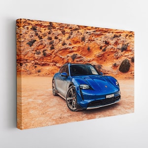 Porsche Taycan 4S Canvas Print, Porsche Wall Art, Sport Car Print, Porsche Canvas Art