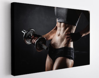 Fitness Canvas Art, Gym Room Decor, Fitness Girl Canvas, Workout Print