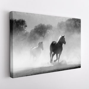 Horse Canvas Print, Horse Wall Art, Horse Print, Black And White Horse Canvas Art