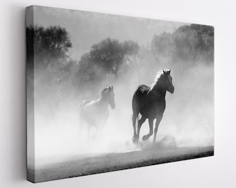 Horse Canvas Print, Horse Wall Art, Horse Print, Black And White Horse Canvas Art