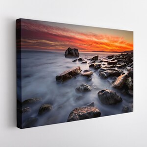 Ocean Sunset Canvas Print, Ocean Wall Art, Sea Sunset Print, Nature Landscape Canvas Art