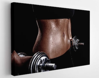 Fitness Canvas Art, Gym Room Decor, Fitness Girl Canvas, Workout Print