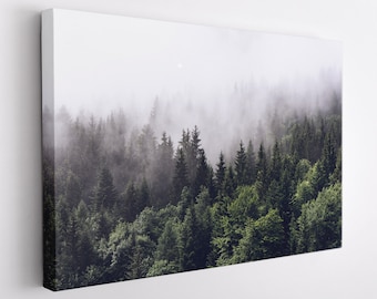 Forest Canvas Print, Foggy Forest Landscape Print, Forest Wall Art, Nature Landscape Canvas Art