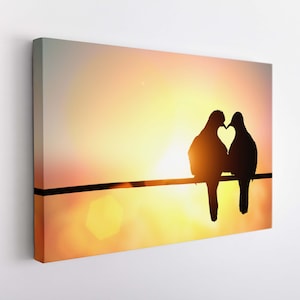 Romantic Canvas Art, Love Wall Art, Pigeons Canvas Print, Romantic Gift