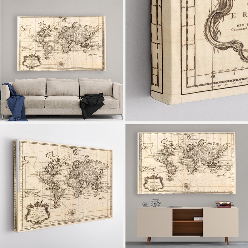 Vintage World Map Canvas Print World Map Wall Art Old Style - Etsy