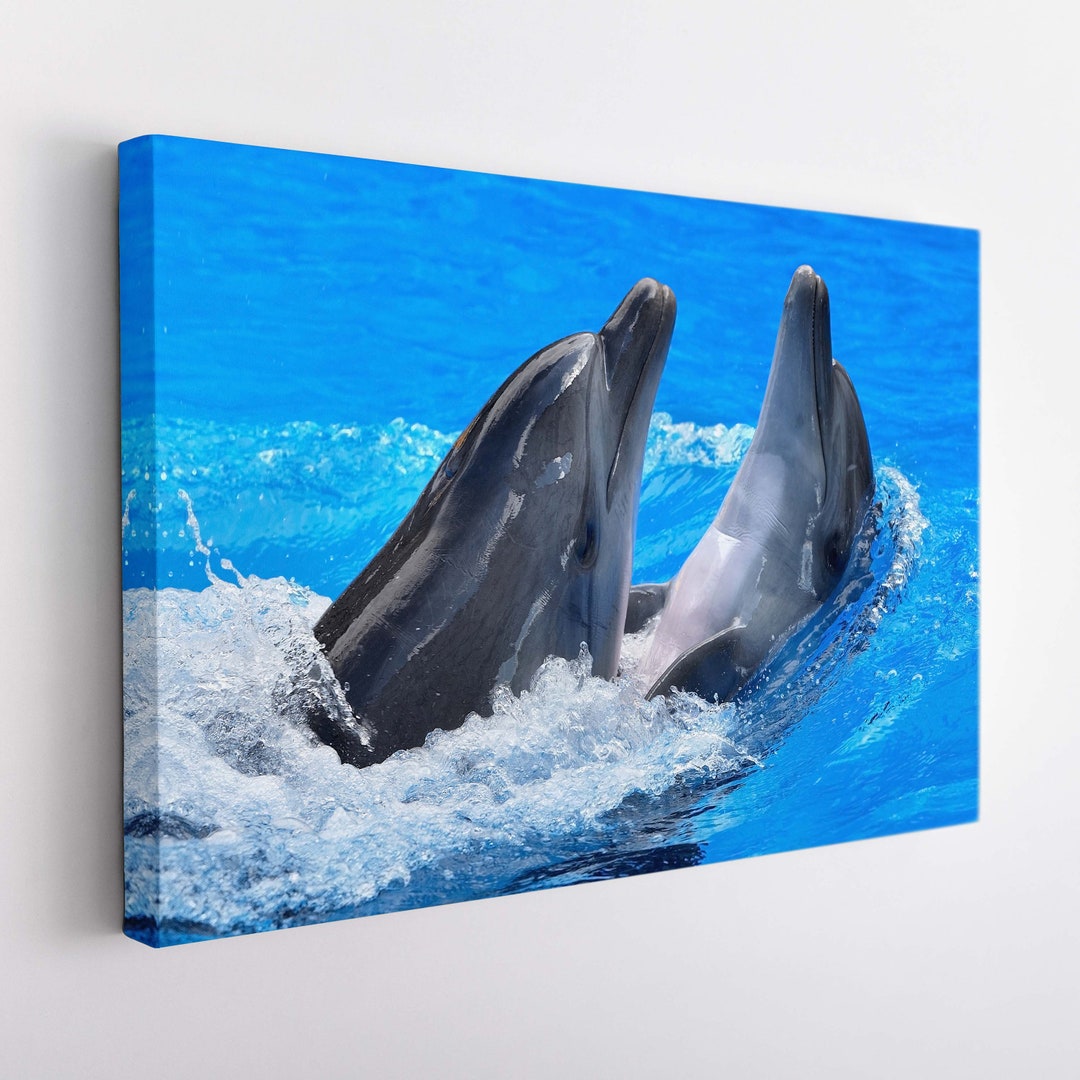 Dolphins Wall Art, Dolphins Canvas Print, Ocean Life Canvas Art Etsy