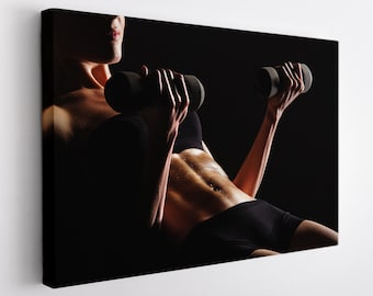 Fitness Canvas Art, Gym Room Decor, Fitness Girl Canvas, Workout Print