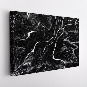 Abstract Black Marble Canvas Print, Marble Wall Art, Black Marble Print, Abstract Wall Art