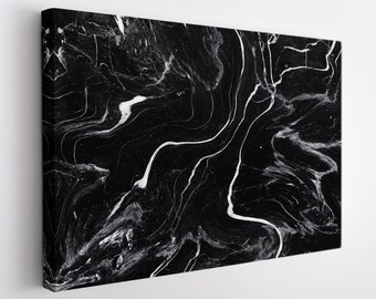 Abstract Black Marble Canvas Print, Marble Wall Art, Black Marble Print, Abstract Wall Art