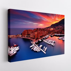 Monaco Canvas Print, Monaco Wall Art, Large Monaco Marine Skyline